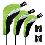 Andux Golf Wood Driver Head Covers Interchangeable No. Tag 3pcs/Set Mt/mg05 Black/Green