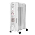 Devola 2500W 9 Fin Oil Filled Radiator, Low Energy Electric Heater with Thermal Fuse for Overheat Cut Off, Adjustable Heating Dial, Turbo Heating Option via PTC Fan, 24 Hour Timer - DVSOR9F25W (White)