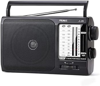 PRUNUS Radio Portatile J-05,Radio FM/AM,Transistore Radiolina Portatile,Con Altoparlante Grande,Alimentata da Batterie o Alimentazione CA Per Uso Casa E All'aperto (Nero)