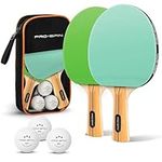 PRO SPIN Ping Pong Paddles - High-Performance | Premium Table Tennis Rackets, 3-Star Ping Pong Balls, Compact Storage Case (2-Player Set, Mint/Green)