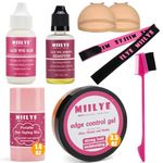 MIILYE Lace Wig Glue and Hair Styling Wax Gel Combo Pack - Invisible Wig Glue for Front Lace Wig, Wig Glue Remover, Wig Melting Band, Wig Cap, Hair Wax Stick, Edge Control Gel and Edge Brush