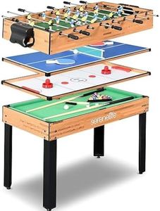 SereneLife Multi Game Table, 48" Sports Arcade Games with Accessories, Ping Pong, Hockey, Pool Billiards, Soccer Foosball All in One, for Indoor and Outdoor, Family, Kids and Adults