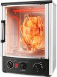 Nutrichef Vertical Countertop Oven with Rotisserie, Bake, Broil, & Kebab Rack Functions - Adjustable Settings - 2 Shelves - 1500W - Thanksgiving Turkey - Includes Grill, Kebab skewer racks & bake pan