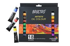 BRUSTRO Artists ’ Oil Colour Paint Set of 18 Colours X 12ML Tubes