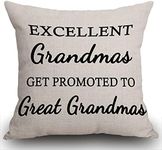 Smooffly Best Grandma Gifts Excellent Grandmas Get Promoted to Great Grandmas Cotton Linen Cushion Cover Throw Pillow Case Home Office Decorative Square 18 X 18 Inches 45cmX45cm