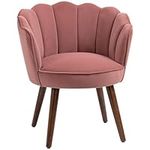 HOMCOM Modern Accent Chair Leisure Club Chair with Velvet-Touch Fabric Wood Legs for Living Room, Pink