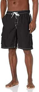 Kanu Surf Men's Barracuda Swim Trunks (Regular & Extended Sizes), Black, Large