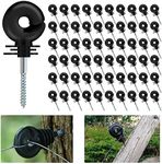 VinBee 60pcs Black Electric Fence Insulator Screw-In Insulator Fence Ring Post Wood Post Insulator Fence Post Insulator