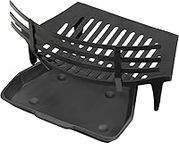 16" Cast Iron Fireside Coal Log Grate with Clip on Coal Saver & Black Ash Pan - Perfect Fireplace Set