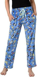 Disney Womens Plush Pants Mickey Minnie Mouse Friends Minky PJ Bottoms, Blue, Medium