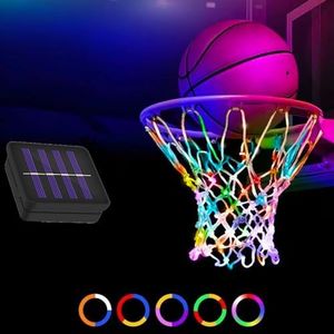 Mojide 2024 Upgrade Solar-Powered Glow Basketball Net - Heavy Duty Outdoor & Indoor Luminous Basketball Net Replacement, All Weather Anti-Whip, Portable Nylon, 12 Loops