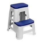 SKYGLAMOUR Plastic 2-Step Stool for Home | Office&Kitchen Use with Weight Bearing Capacity of 120 Kg |2 Step Stool for Home| Color: Blue; Pack of 1