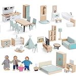 Wooden Dollhouse Furniture Set, 36p