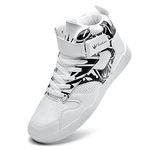 FZUU Men's Fashion High Top Sneakers Sports Casual Shoes (White/Black, Adult, Men, 9.5, Numeric, US Footwear Size System, Medium)