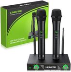 LiNKFOR UHF Wireless Microphone System with Certified Power Adapter Dual Channel Handheld Wireless Microphones and Receiver Cordless Dynamic Mics for Outdoor Wedding Conference Karaoke Party Singing