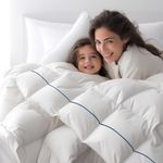 Bedsure Down Comforter Queen Size, Goose Down Comforter with 100% Cotton Fabric Cover, All Season Goose Feather Down Comforter Machine Washable (90x90)