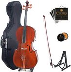 Cecilio CCO-300 Solid Wood Cello with Hard & Soft Case, Stand, Bow, Rosin, Bridge and Extra Set of Strings, Size 4/4 (Full Size)