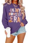 MOUSYA Halloween Mom Sweatshirt In My Momster Era Sweatshirt Spooky Season Shirt Ghost, Purple, X-Large