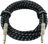 GLS Audio Instrument Cable - 1/4 Inch TS to 1/4 Inch Instrument Cable for Bass/Electric Guitar- Black/Grey Braided Tweed, 20ft