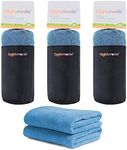 Flightmode Microfiber Sports Towel 3 Pack, 130x75cm Large Non-Slip Towels for Swimming Yoga Gym Travel Sport Trip Bikram Pilates Workout Beach Fitness, Soft Absorbent Quick Dry Towels (3, Blue)