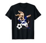 Dabbing Dog Scotland Soccer Scottish Flag Football Lovers T-Shirt