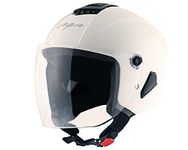 Vega Aster Dx ISI Certified Smooth Gloss Finish Open Face Helmet for Men and Women with Clear Visor(White, Size:L)