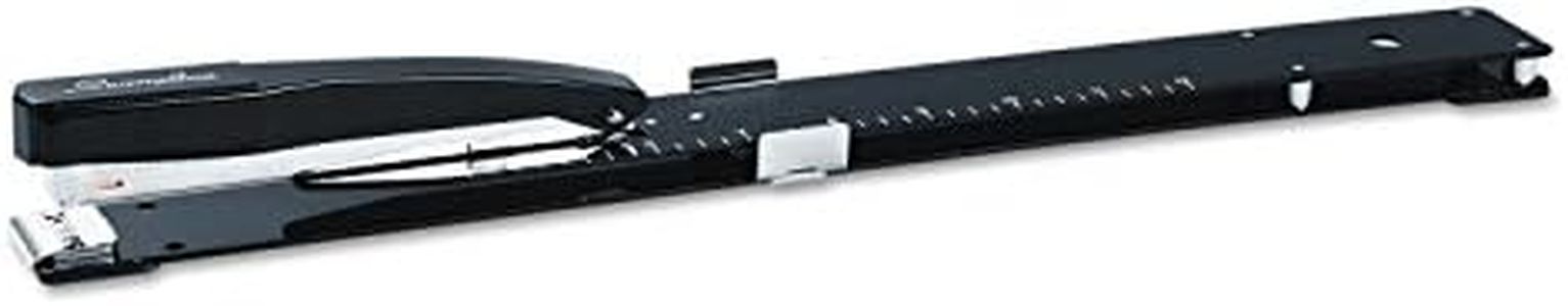 Swingline Heavy Duty Stapler with Built-in Ruler & Adjustable Locking Paper Guide, Desk Top Long Reach Stapler for Home Office Supplies, Staples Up to 20 Sheets Office Paper, Black (S7034121P)