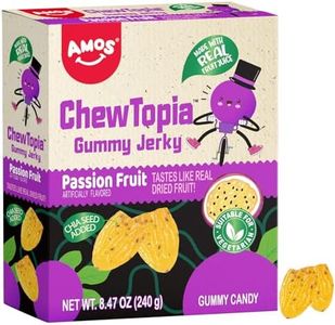 Amos ChewTopia Passion Fruit Gummy Jerky – Vegan Chewy Fruit Snack, Tropical Passion Fruit Flavor, Soft & Chewy Candy, 8.47oz Box (Approx. 9 Shareable Packs) – Perfect Easter Treat