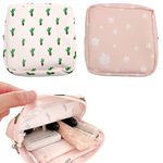 2 Pack Sanitary Napkin Towels Storage Bag Portable Pantyliners Bag with Zipper Makeup Bag with Zipper for Women Girls Ladies