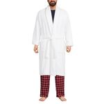 Lands' End Men's Full-Length Turkish Cotton Terry Bathrobe – 55" Length | Plush, Absorbent, 2 Pockets, Spa Comfort, White, Large
