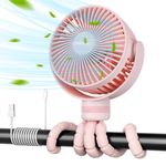 Momcozy 8000mAh Portable Stroller Fan, 27H Ultra-long Battery Life, Detachable 4 Speed 360°Rotate, LED Night Light with 2 Modes, USB Rechargeable＆ Handheld Cooling Fan for Travel, Car Seat