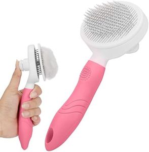 Belle Vous Brosse de Toilettage Rose - Brosse Autonettoyante pour Chats et Chiens - Adapté aux poils longs comme aux poils courts - Enlève le Sous-poil et les Nœuds