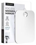 HONEYBULL Shower Mirror (Small 4x6 inches) Flat Fogless Mirror with Razor Hook, Anti Fog Technology, Waterproof & Shatterproof, Bathroom Accessories for Men & Women