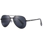 Pro Acme Small Polarized Aviator Sunglasses for Adult Small Face and Junior,52mm (Black Frame/Black Lens)