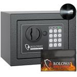 ROLOWAY Steel Money Safe Box for Home with Fireproof Money Bag for Cash Safe Hidden, Security Safe Box for Money Safe with Keys, Lock Box Fireproof Safe with Keypad (Black)