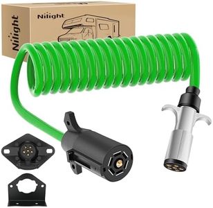 Nilight 7 Pin to 6 Pin Trailer Adapter 7 Wire to 6 Wire Trailer Plug Coiled Cord Weatherproof 7 Way Blade to 6 Way Round Towing Wiring Kit 8 FT with Female Receptor Mounting Bracket