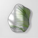 Navaris Black Framed Irregular Glass Mirror - Wavy Asymmetrical Pebble Design - Wall-Mounted Decorative Pond Mirrors - Modern Design Ideal for Living Room, Hallway, & Bedroom