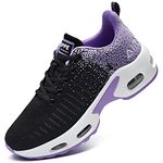 QAUPPE Womens Fashion Lightweight Air Sports Walking Sneakers Breathable Gym Jogging Running Tennis Shoes (Purple US 8 B(M)