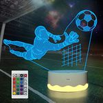 Football 3D Optical Lamp, Attivolife Goalkeeper Illusion LED Night Light with 16 Colors Changing Remote Control, Best Cool Sports Theme Room Decoration Birthday Christmas Gifts for Kids Boys Men