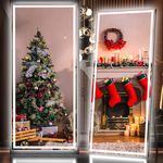 Hasipu Full Length Mirror with Lights, 200x80cm LED Lighted Floor Standing Mirror 3 Color Lighting, Full Body Dressing Hanging Mounted Mirrors, Dimmable, Tempered Glass, Safe to Use