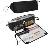 Ethereal 2-in-1 Hair Tools Travel Bag and Heat Resistant Mat for Flat Irons, Straighteners, Curling Iron, and Haircare Accessories, Hot Hair Styling Tool Organizer with Pockets, 01-black, 15 INCH