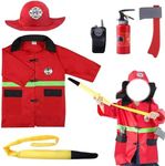 Toddler Fireman Dress up Suit W/Walkie Talkie Hose, Party Birthday Gift for Boy Girl (Firefighter Set)