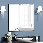 KOHROS Square Beveled Polished Frameless Wall Mirror for Bathroom, Vanity, Bedroom (24" Square)