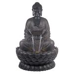 Alpine Corporation Meditating Buddha Fountain - Outdoor Decor for Garden, Patio, Deck, Porch - Yard Art Decoration