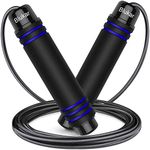 Blukar Skipping Rope, Speed Jump Rope Tangle-free Adjustable Rope with Rapid Ball Bearings & Soft Foam Handle for Fitness Workouts Fat Burning Exercises Boxing - Spare Rope Length Adjuster Included