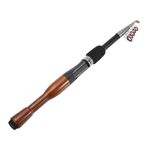 PATIKIL Telescopic Fishing Rod 1.8 m, Fiberglass Portable Mini Fishing Poles Collapsible Fishing Gear for Travel Saltwater Freshwater, Black & Wood Color