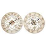 Lily's Home Hanging Wall Clock and Dial Thermometer Set in Vintage French Country Style, Ideal for Indoor and Outdoor Use, Makes a Great Housewarming Gift, (13 Inches) (Clock & Thermometer Combo)