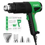 COMTO 1800W Industrial Heat Gun, Fast Heating 122℉-1202℉ Variable Temperature Control Overheat Protection 2 Speed Air Flow with 4 Nozzles for Crafts, Shrinking Tubing, Vinyl Wrap (SG-1004)