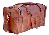 KEYWE Leather Duffel Vintage Holdall Luggage Travel Bag for Men Women Handmade Gym Sports Weekend Overnight Bag