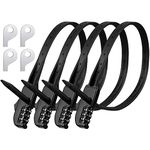 Qunclay Zip Tie Bike Lock Combination Cabinet Refrigerator Locks Bicycle Cable Combo Lock Multi Purpose Security Rack Lock Motorcycle Helmet Lock for Ski French Door Outdoor(Black, 4 Pack)